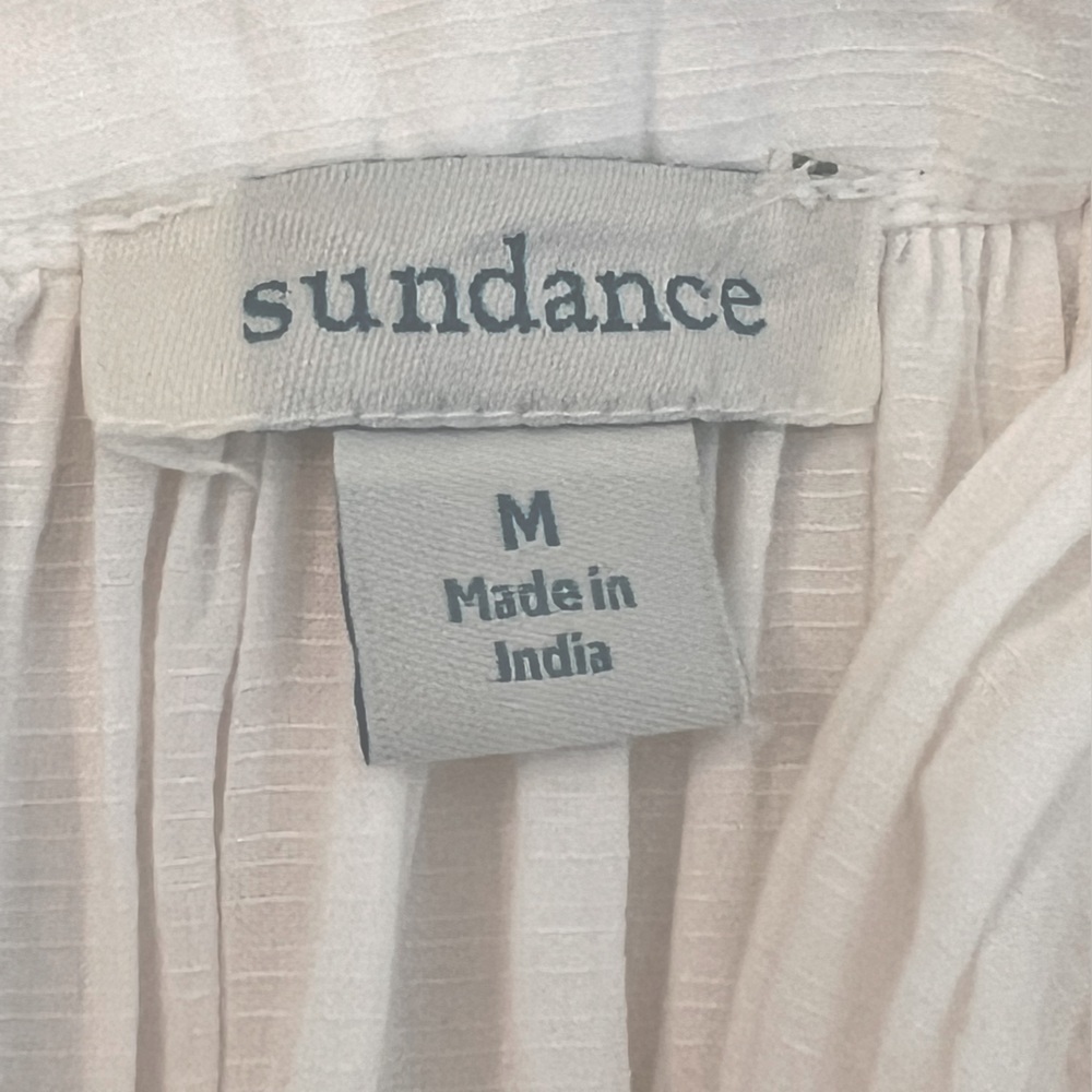 Sundance Trisha Eyelet White Fringe Trim V-Neck Tassel Tie CoverUp Dress Medium - Picture 10 of 11